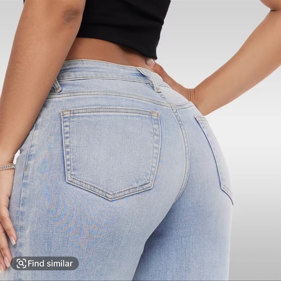 ONESO Women's Wide Leg Light Blue Jeans - Picture 3 of 6